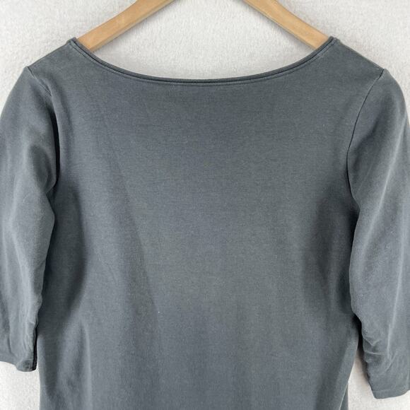 EILEEN FISHER Top S Cotton Interlock Jersey Scoop Neck 3/4 Sleeve Gray - Picture 7 of 13